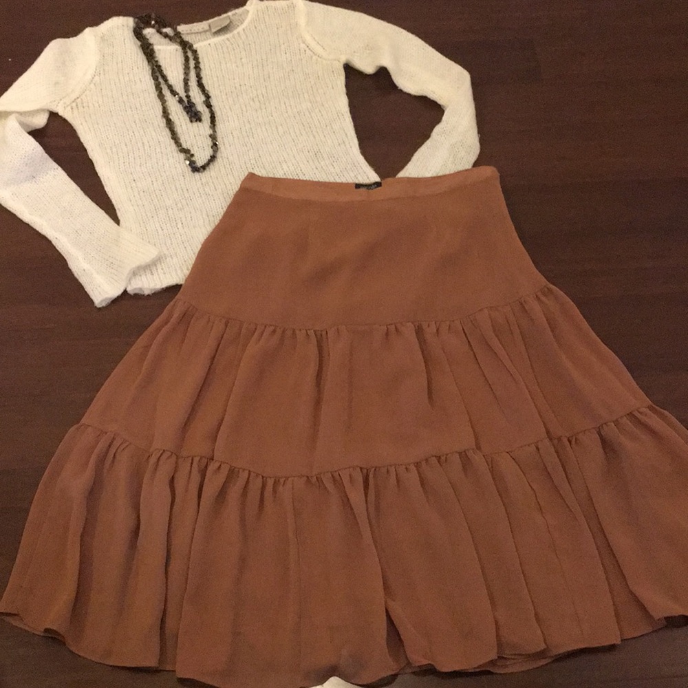 Nicole Miller Brown Ruffle Skirt